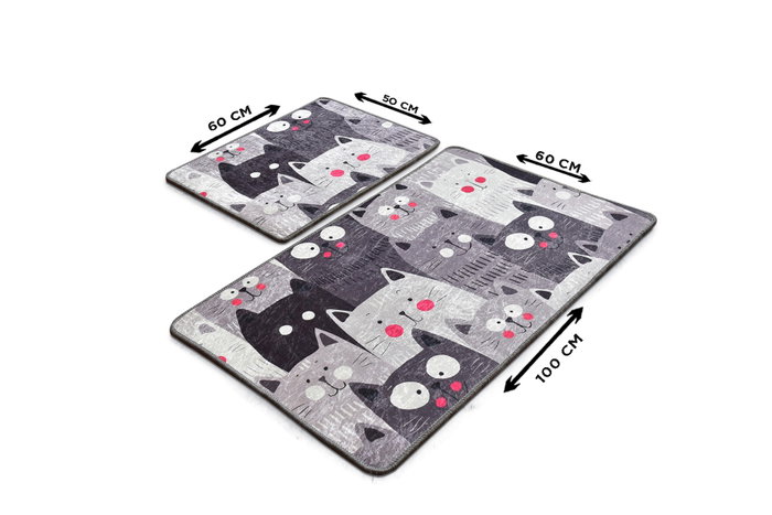 Mijölnir Juego de alfombras de baño Meow - Grey
